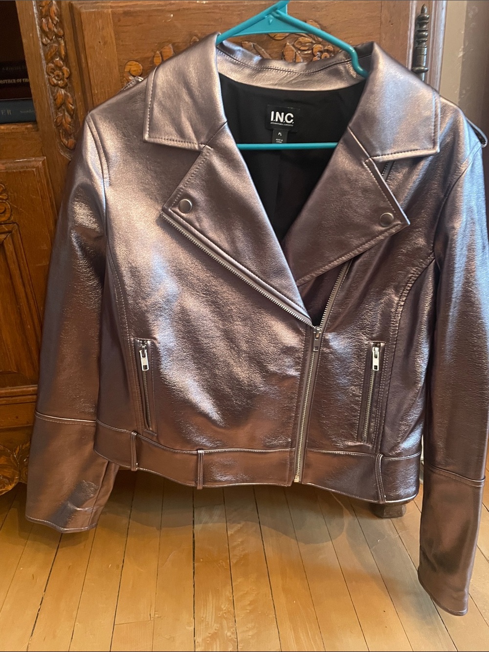 INC International Concepts Metallic Bronze Moto-Style Jacket